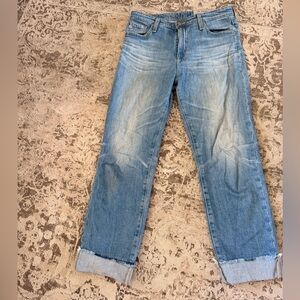 Ag Adriano Goldschmied Light Blue Washed Straight Jeans